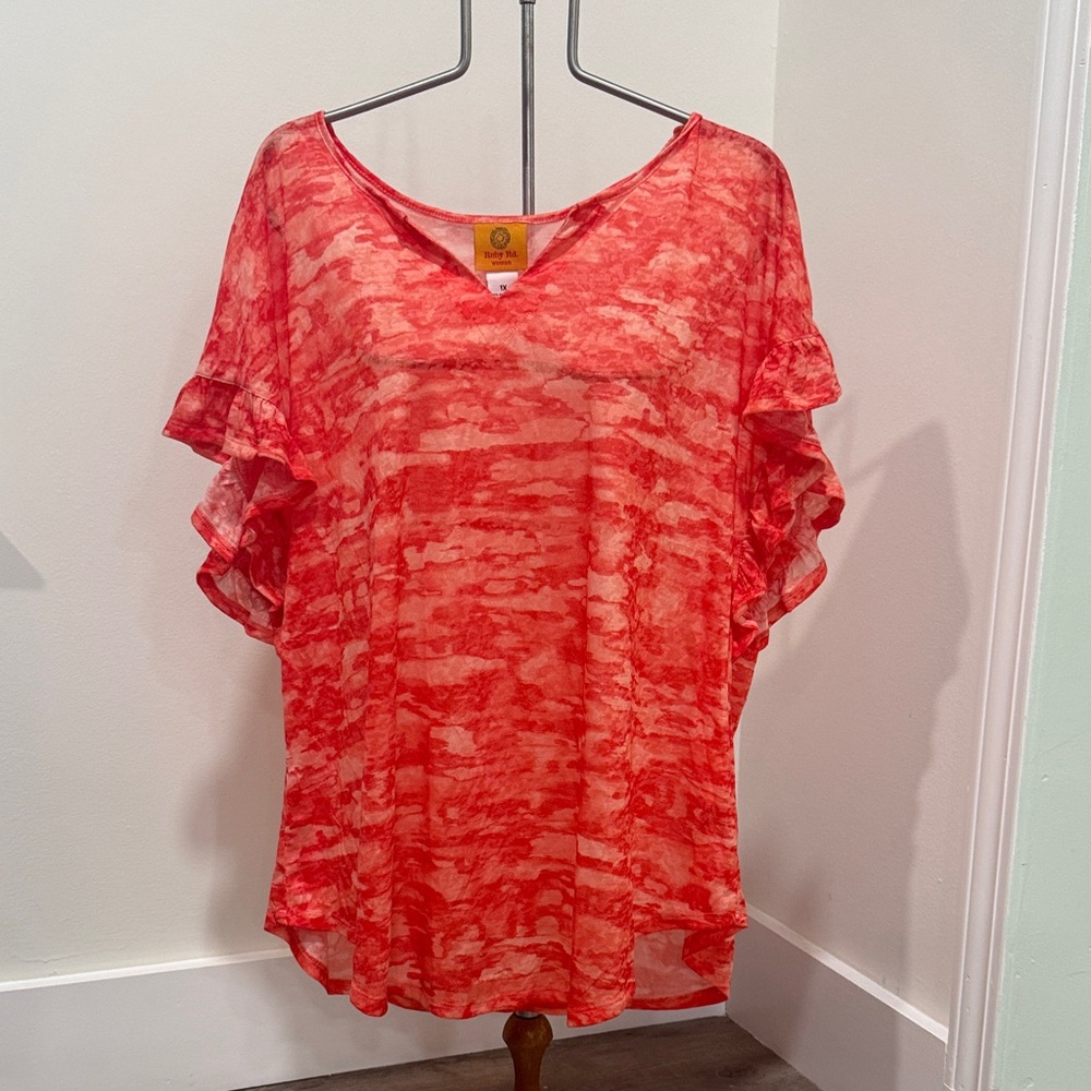 Ruby Rd. Orange Tie-Dye Blouse